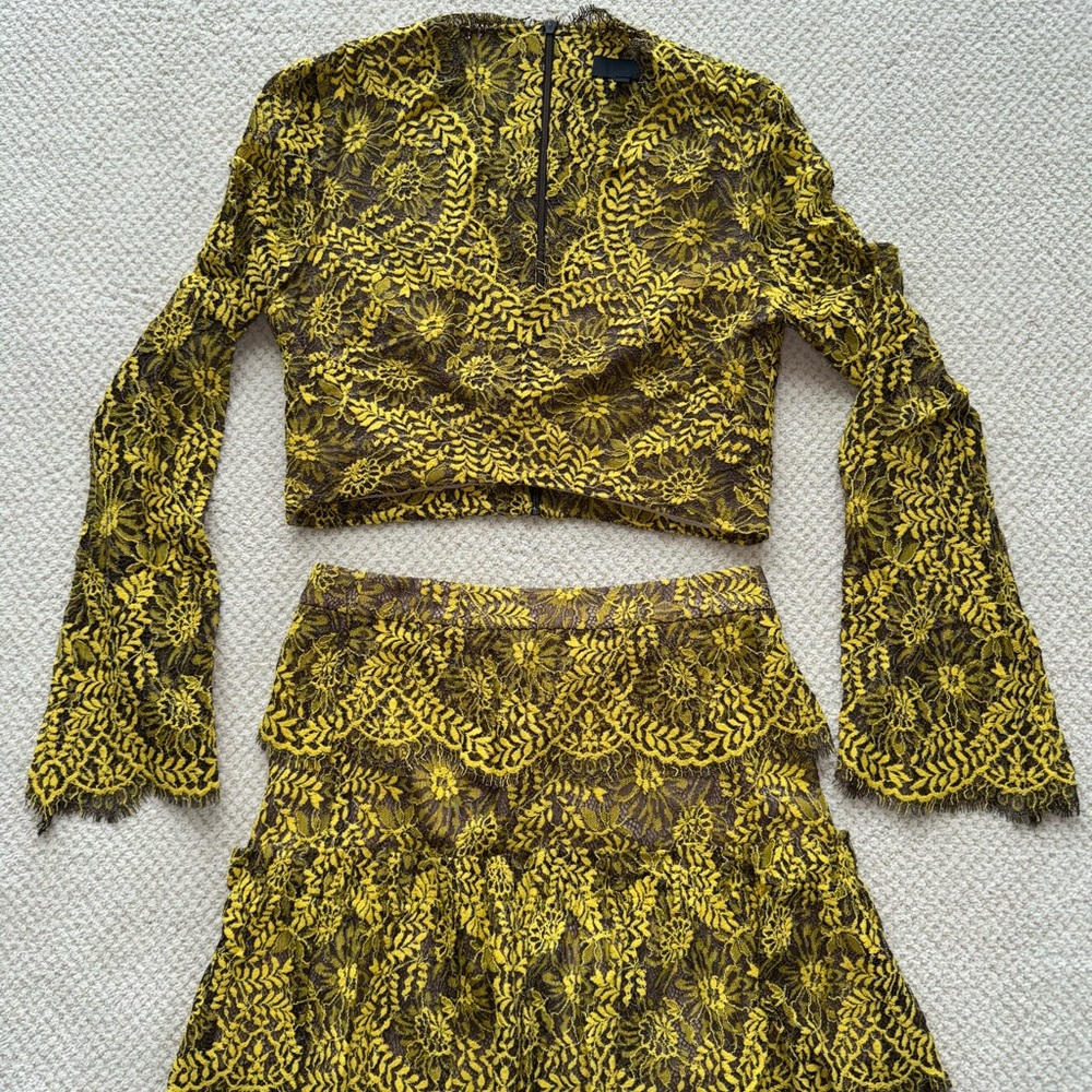 Yellow Lace Skirt Set